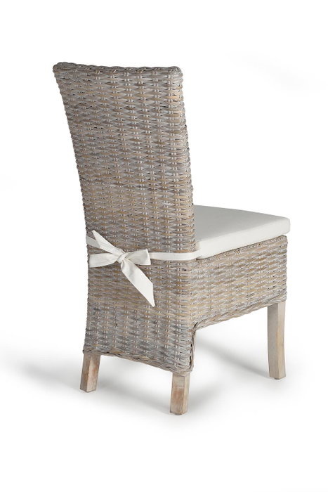 GINER Y COLOMER Lot de 2 chaises en rotin avec coussin, Gris
